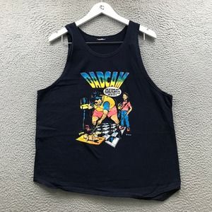 Vintage 1992 Dad Cam Tank Top Shirt Men's M Sleeveless Do Something Funny Black